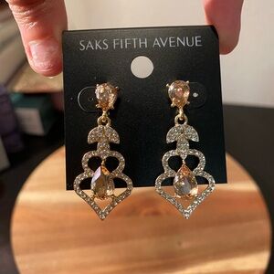 Saks Fifth Avenue Gold/ Silver /Champagne Drop Earrings